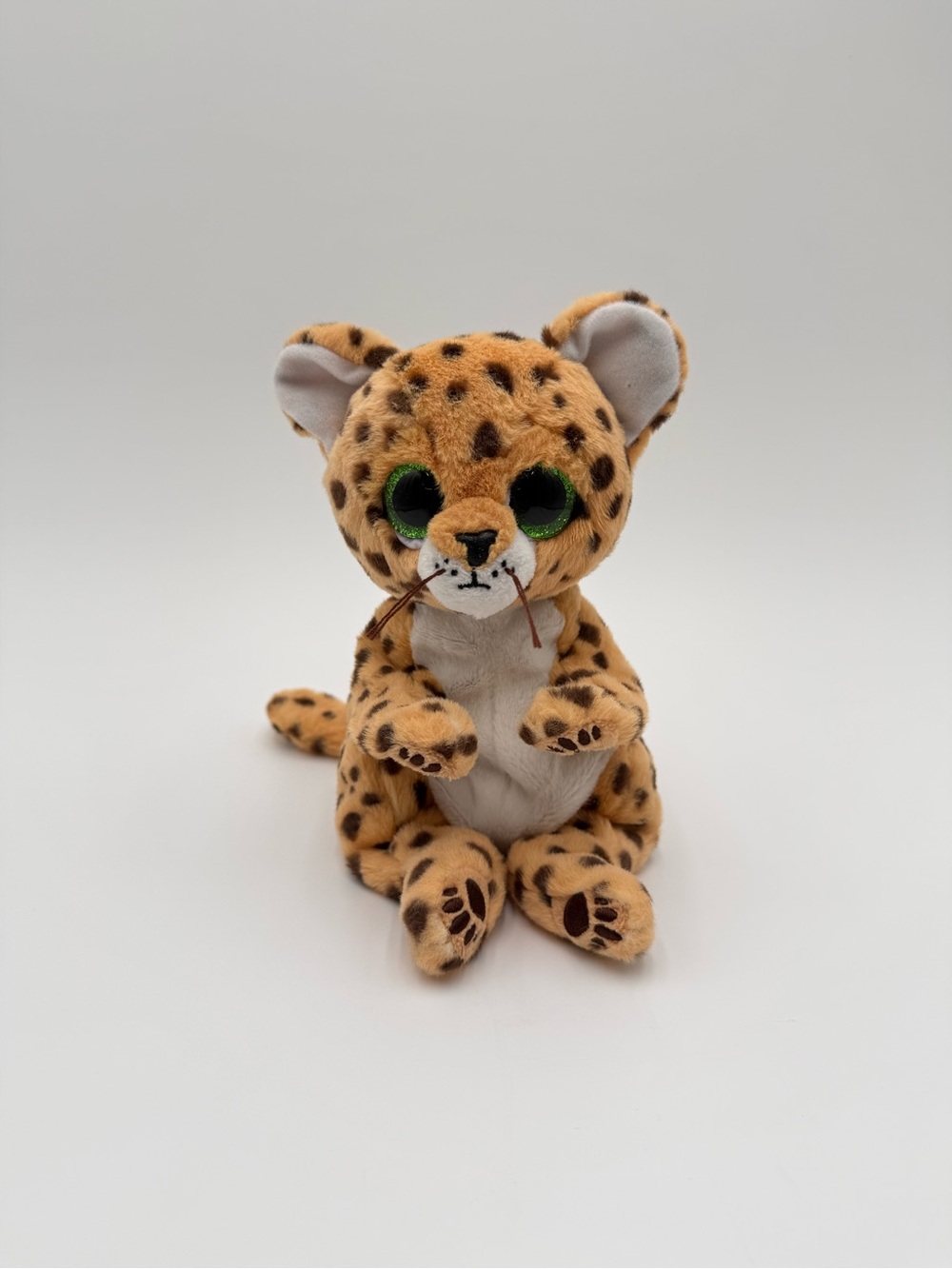 Ty Beanie Boo Lloyd Leopard Plush 8” Green Glitter Eyes Spotted Stuffed Animal